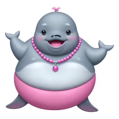 dancing fat whale with pink necklace sticker