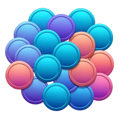 Many Coins pack
in gradient of turquoise, blue, pink, purple, and coral
 sticker
