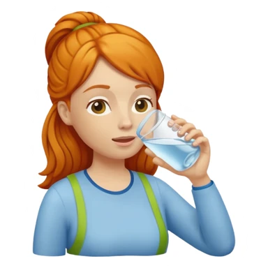 ginger woman drinking water sticker