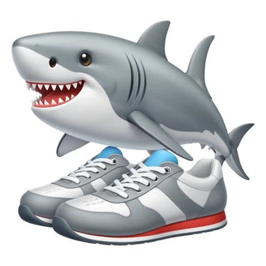 Tiburón con zapatillas blancas y puestas en los pies sticker