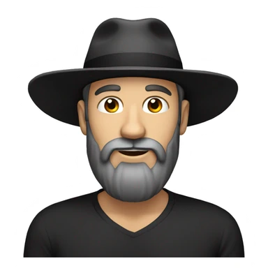 White man with long black beard and backwards hat sticker