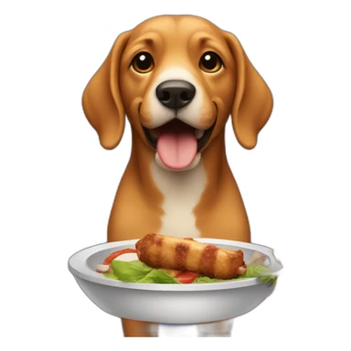 a dog eating a kebab sticker