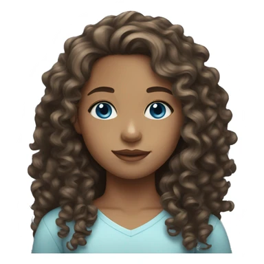 light skin girl long curly brown hair blue eyes sticker