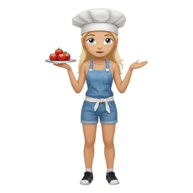 Sexy Full body 
Long Blonde hair blue eyed female chef arms folded wearing tank top and denim shorts sticker