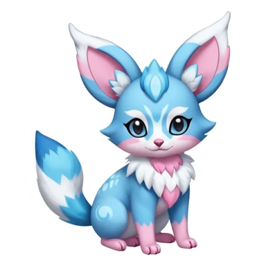 Rare realistic cute adorable epic aesthetic colorful Amaura-Sylveon-Glaceon-Civet-Genet-species-Fakemon-hybrid-creature, with markings, full body sticker