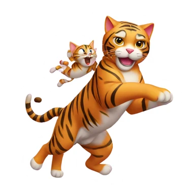 Pink cat riding a tiger with lightning  sticker