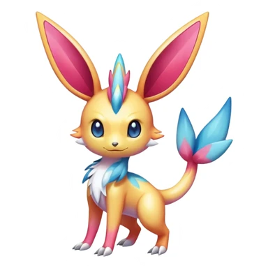 Colorful Shiny Exotic Victini-Salandit-Aurorus-Sylveon-Fakémon-hybrid-creature (full body)  sticker