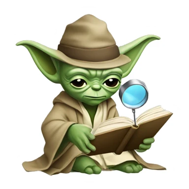 Master Yoda with a detective magnifying glass and a book  sticker