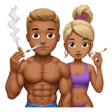 Bodybuilder and girlfriend smoking a Crack pipe sticker