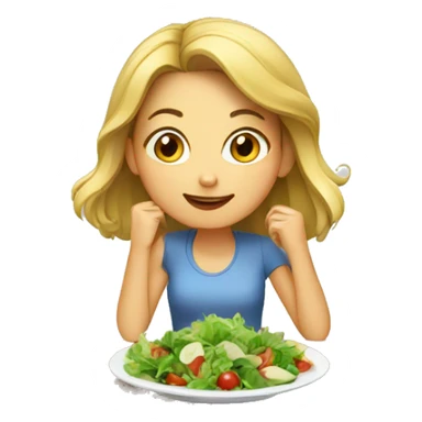 Girl eating salad on a table sticker
