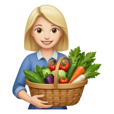 woman holding vegetables basket sticker