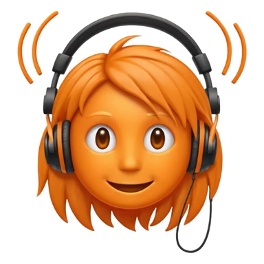 Orange happy face emoji with a couple of hair,headphones,and antennas. sticker