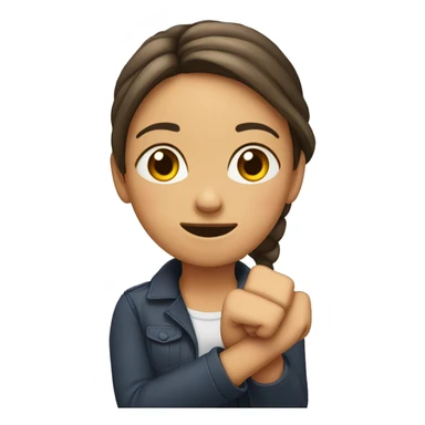 Girl exited and folded her hands into fists sticker