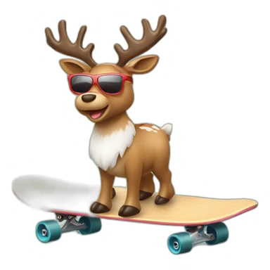 Reindeer wearing sunglasses delivering Christmas gift on skateboard sticker
