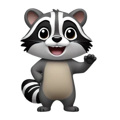 create me a cute raccoon emot waving sticker