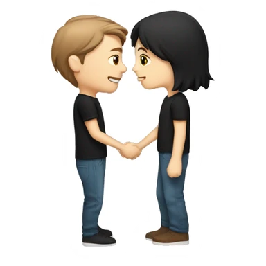 White boy with short brown hair couple kiss white girl with long black hair sticker