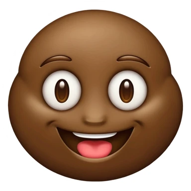 brown mud smile emoji with a big smile, shiny, no background, iPhone Apple emoji style sticker
