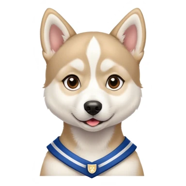 Cute puppy university husky with uniform sticker