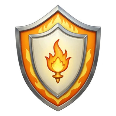 White gold shield with flame sticker