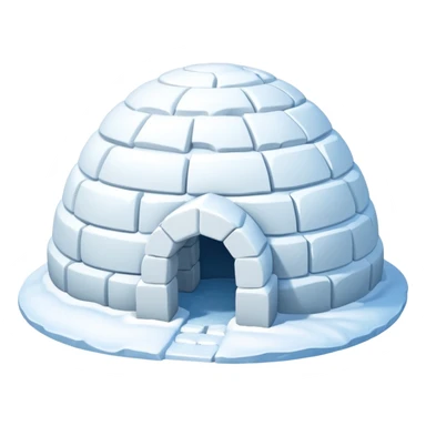 A traditional snow igloo on a vast snowy plain under a clear blue sky. Soft sunlight casts gentle shadows across the snow. The igloo has a small entrance tunnel and compacted snow blocks forming its dome. Realistic Arctic environment, crisp atmosphere, calm winter feeling. sticker