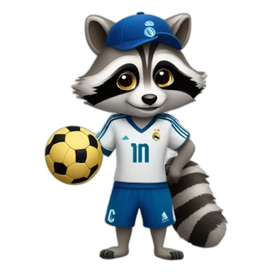 raccoon dressed in real madrid soccer gear sticker