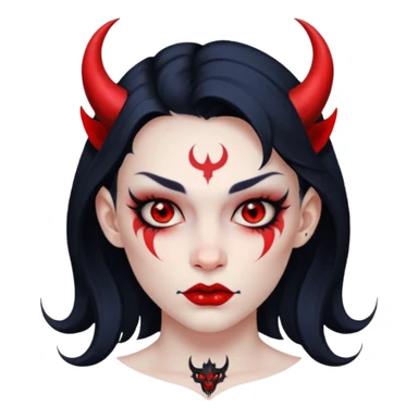 devil girl with face tattoo sticker