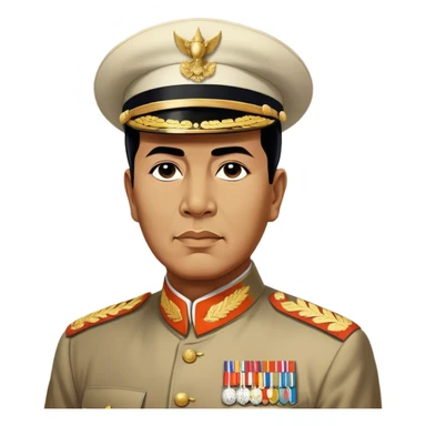 Sukarno (first president) – Cinematic Realistic Portrait of Sukarno, depicted as a charismatic, visionary leader in period attire with a determined gaze, rendered with dynamic historical textures and warm, inspiring lighting that captures his pioneering spirit and national pride. sticker