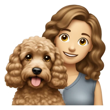 light brown cockerpoo with brunette young woman sticker