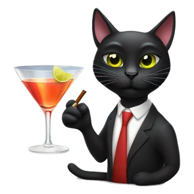 Black cat smoking and drinking a martini sticker