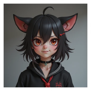 Kuromi character, photorealistic style, mischievous expression, detailed textures, studio background sticker