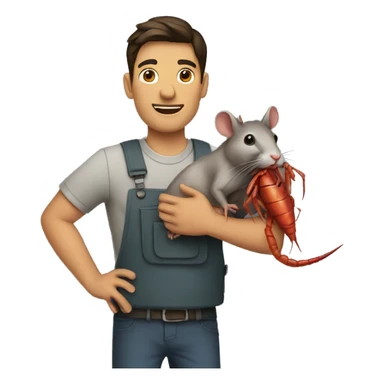 guy holding rat holding crawfish sticker