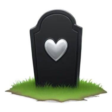 a black tombstone with the inscriptions in silver RIP and a silver heart in the center sticker