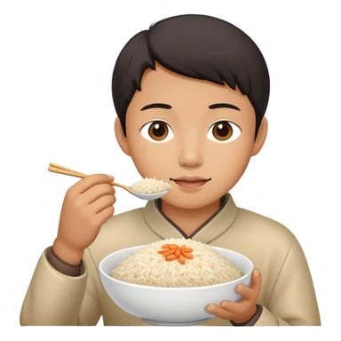 Asian eating rice sticker