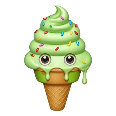 green ice cream with eyes and sprinkles sticker