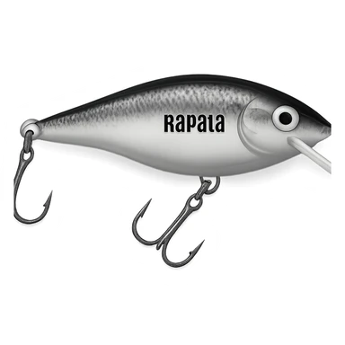 classic silver and black Rapala fishing lure side view sticker