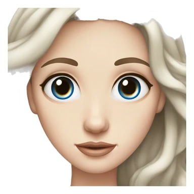 Woman, pale skin, dark brown wavvy hair, big blue eyes sticker