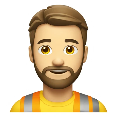 A braver man, with beard, white skin, with a construction hat yellow sticker