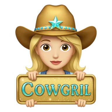 Glittery sign that says “cowgirl” sticker