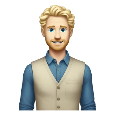 full body light curl blonde 30yo man blue eyed pale skin sticker