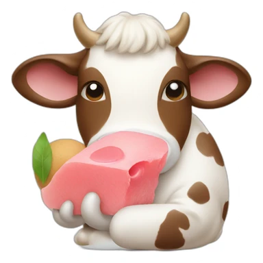a cow eating mochi sticker