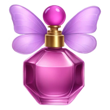 A dreamy vintage perfume bottle in dark pink, adorned with pastel violet butterfly wings. sticker