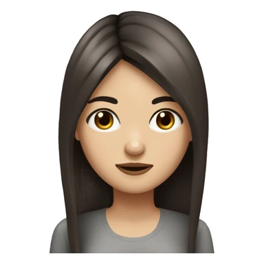 brunette girl, medium straight hair, black eyes ￼ sticker