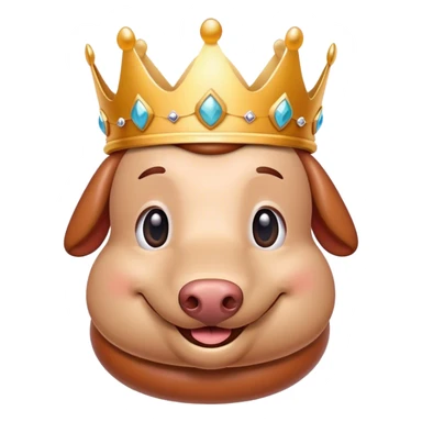 Smiling sausage wearing a crown sticker