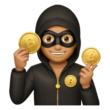 Robber emoji holding a 💰 wearing a mask that is made of robber suit without showing his hand the 💰 need to be in the left without is showing hands sticker