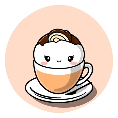 A cute cappuccino cup with a ballerina figure made of foam dancing on the surface sticker