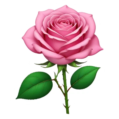 blooming pink rose with green stem sticker
