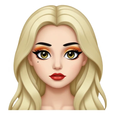 baddie,pretty makeup, black eyeliner, long hair sticker