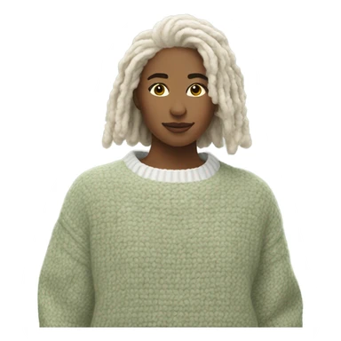 Sage and White cropped oversize wool sweater, isolated sticker