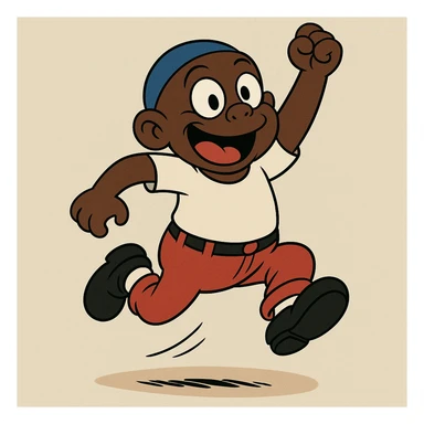 Memín Pinguín jumping, modern cartoon style sticker