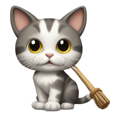 Cat with a stick sticker